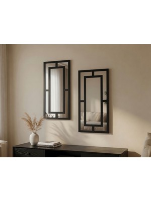 Ergeç Tasarım Dekoratif Duvar Paneli 2'li Set 50X25 cm Ayna Pleksi Panelli Modern Duvar Dekoru