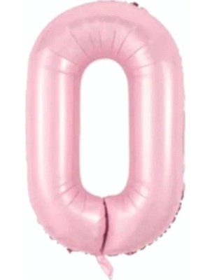 Trend Hediye Sepeti 76 cm Folyo Balon 0 Rakamı Helyum Balon Pembe Renk - 0 Yaş Balon - 0 Rakam Balon