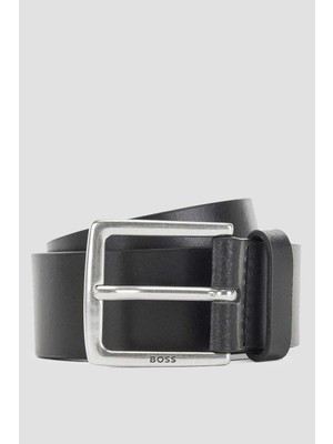 Boss Erkek Marka Logolu Deri Günlük Kullanım Siyah Kemer 50475296-001