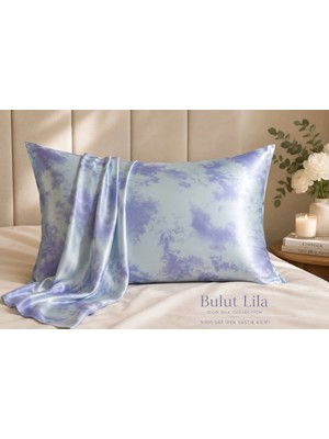 ICON SILK 'Sleep & Glow' %100 Saf Ipek Fermuarlı Yastık Kılıfı (Bulut Lila)