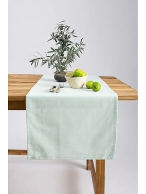 Esranın Dünyası Kaliteli Keten Pamuk Karışımı Runner, 40 x 150 cm (Adaçayı)