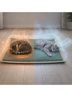 Esranın Dünyası 60X40 cm Kaymaz Kedi Yatağı, Serinletici Termo Jel ile