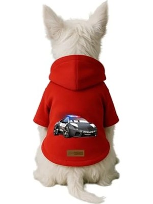 Esranın Dünyası Baskılı Içi Polarlı Köpek ve Kedi Kıyafeti & Elbisesi - Kırmızı Renk Kapüşonlu Hoodie B8C99 Xl