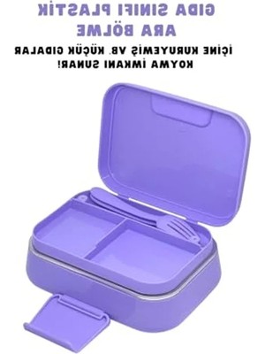 Esranın Dünyası Tek Katlı Mor Paslanmaz Çelik 1030ML Lunchbox, 2 Bölmeli Sefer Tası