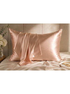 ICON SILK 'Sleep & Glow' %100 Saf İpek Fermuarlı Yastık Kılıfı (Pembe Sedef)