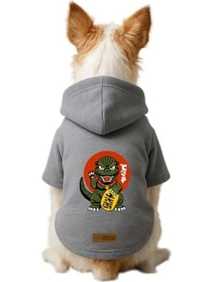 Esranın Dünyası Baskılı Içi Polarlı Köpek ve Kedi Kıyafeti & Elbisesi - Gri Renk Kapüşonlu Hoodie B6FE4 6xl
