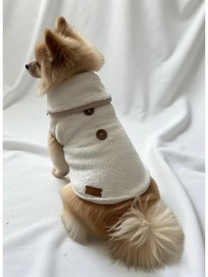Esranın Dünyası Yumuşak Polar Köpek Yeleği - Sıcak Tutma Özelliği, Bej Renk, Medium Boy