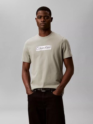 Calvin Klein Erkek Normal Kesim Yuvarlak Yakalı Logo Baskılı Kısa Kollu Haki T-Shirt LV04LG811G-PEZ