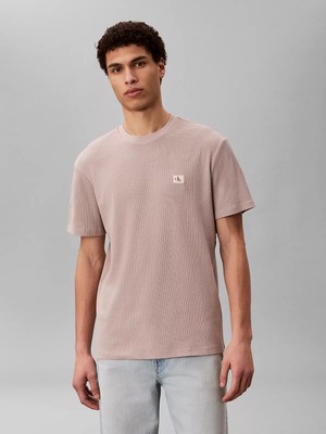 Calvin Klein Erkek Normal Kesim Yuvarlak Yakalı Logo Etiketli Kısa Kollu Pembe T-Shirt LV04RD008G-K6B