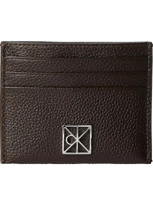 Calvin Klein Kadın Metalik Ck Logolu Hakiki Deri Kahverengi Kartlık LV04F1119G-BAL