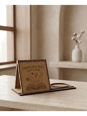 Linecraft Kupa Tutuculu Üçgen Kitap Standı-Expand Your Mind, Read A Book