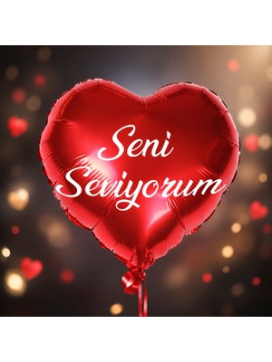 Kuzey Oyuncak Vıp Kalite 16 Adet 70 cm Büyük Boy Seni Seviyorum Kırmızı Kalpli Folyo Balon Metalik Kalpli Balon