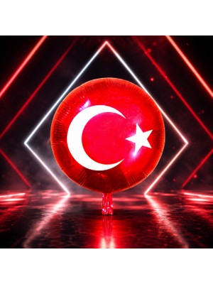 Kuzey Oyuncak Vıp Kalite 21 Adet Türk Bayraklı Balon 46 cm Kırmızı Türk Bayraklı Folyo Balon Parlak Metalik Balon