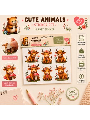 Tişört Kodu Sevimli Hayvanlar Sticker Seti – 11 Adet