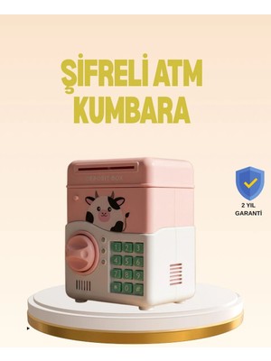 Çocuklar Için Pembe Atm Görünümlü Elektronik Kumbara