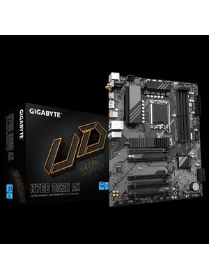 Gigabyte Gıgabyte B760 DS3H Ax, Rev.1.0, 4xddr5, 2xm.2, Dp, Hdmı, Type-C, Wi-Fi 6e, Bluetooth V5.3, 12-13-14.nesil, LGA1700 Soket, Anakart