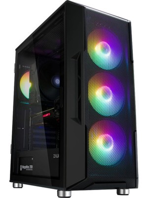 Zalman I3 Neo Black, Megamax, 700W 80+, Mesh Panel, Tempered Glass, 4X120MM Rgb Fan, Atx Gamıng Kasa