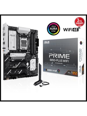 Asus Prıme B850-PLUS Wıfı, 4xddr5, 3x M.2, Hdmı, Dp, Type-C, Wi-Fi 6e, Bluetooth V5.3, Am5 Soket Gamıng Anakart