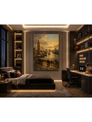 Ftrmalzemecim Royal Thames Glow – Londra Altın Gün Batımı Tablosu