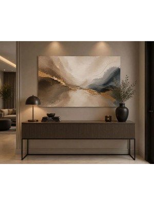 Ftrmalzemecim Modern Soyut Altın Akış Kanvas Tablo – Bej, Kahve, Antrasit ve Gold Dokulu Çerçevesiz Dekoratif Duvar Tablosu – Luxury Abstract Wall Art Salon, Yatak Odası ve Ofis Dekoru