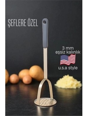 Genel Tedarik Patates Ezici 3 mm Kalınlık 304 Paslanmaz Çelik Havuç Muz Avokado Ezici 722003