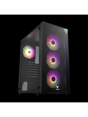 Vento VG3400S Mid Tower, 650W 80+ Siyah, Temperli Cam, Rgb, Atx Gamıng Kasa