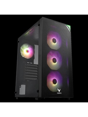Vento VG4200S Mid Tower, 850W 80+ Siyah, Temperli Cam, Rgb, Atx Gamıng Kasa