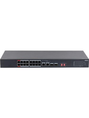 Dahua S3218-16ET-135, 16 Port, Megabit, Poe 135W, 2 Port Gigabit Uplink, 2 Port Gigabit Sfp, Longe Range 250MT, Yönetilemez, Rack Mount Switch