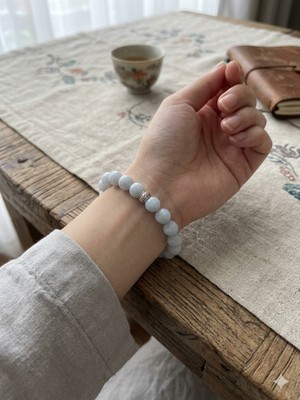 Rose Doğaltaş 8 mm Akuamarin  Doğaltaş  Bileklik  Unisex