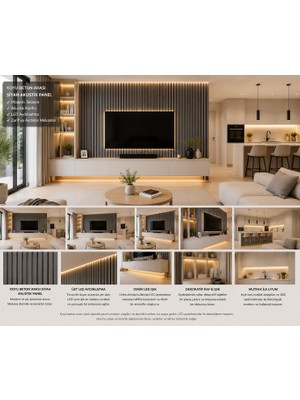 Masay Akustik Duvar Paneli - 60X280 cm -  Koyu Beton - 8 mm Kalınlık