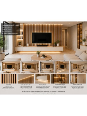 Masay Akustik Duvar Paneli - 60X280 cm -  Yeni Meşe - 8 mm Kalınlık