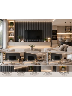 Masay Akustik Duvar Paneli - 60X280 cm -  Bute Antrasit - 8 mm Kalınlık