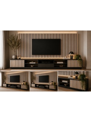 Masay Akustik Duvar Paneli - 60X280 cm - Mat Traverten  - 8 mm Kalınlık