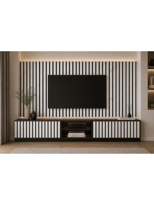 Masay Akustik Duvar Paneli - 60X280 cm - Bianco -  8 mm Kalınlık