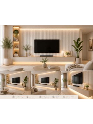 Masay Akustik Duvar Paneli - 60X280 cm - Beyaz - 8 mm Kalınlık
