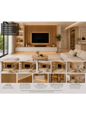 Masay Akustik Duvar Paneli - 60X280 cm -  Bal Teak - 8 mm Kalınlık