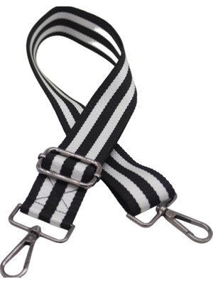 Siyah- Beyaz Çizgili Ayarlanabilir Polyester Çanta Omuz Askısı Çanta Sapı,çanta Kayışı 4cm x 120CM