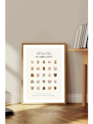 Ar Ajans Kanvas Tablo Body Positive Art-Funny Butts Dekoratif Nü Çerçeveli Mdf Tablo