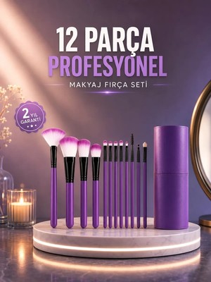 Nevamel® 12’li Profesyonel Makyaj Fırça Seti Ultra Yumuşak Sentetik Kıllı