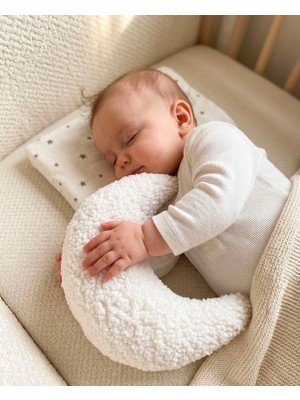 Teddy Ay Yastık Beyaz Bebek/çocuk Odası Dekoratif Yastık