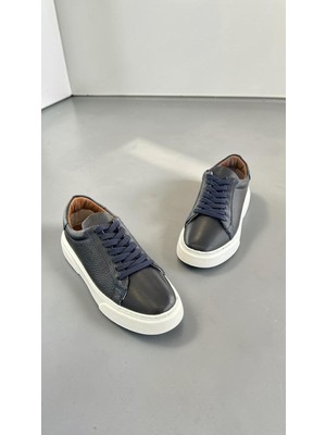 Eforia 2620 Lacivert Hakiki Deri Tam Ortopedik Casual Günlük Erkek Ayakkabı