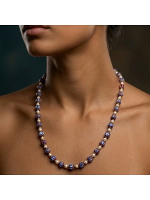 THEIA GemWorks Avenu - Inci, Hematit ve Chevron Boncuk Detaylı El Yapımı Kolye