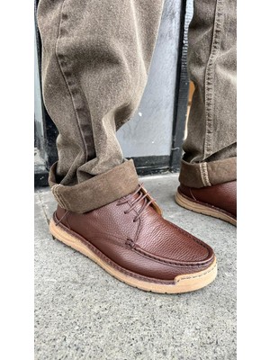 Eforia 2607 Kahve Hakiki Deri Tam Ortopedik Casual Günlük Erkek Ayakkabı