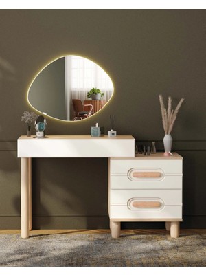Miracool Orkide Aynalı Şifonyer / Makyaj Masası / LED Işıklı Ayna Dahil / Komple Mdf