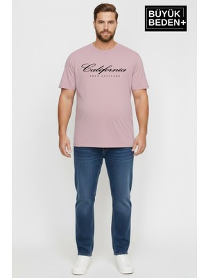 Superlife Süperlife Erkek Büyük Beden El Yazılı California Baskılı 3xl-6xl Bisiklet Yaka Tshırt SPR26TBS510-07