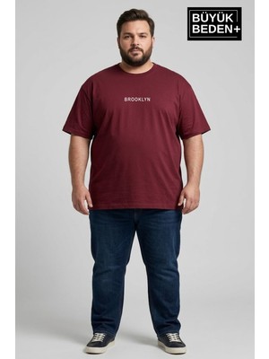Superlife Erkek Büyük Beden Orta Brooklyn Baskılı 3xl-6xl Bisiklet Yaka Tshırt SPR26BTS510-8