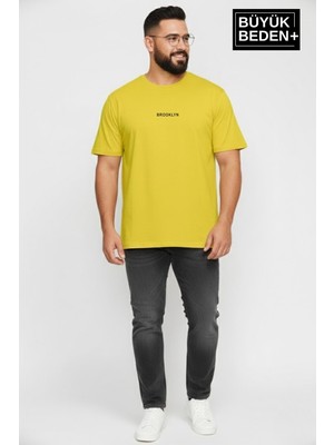 Superlife Erkek Büyük Beden Orta Brooklyn Baskılı 3xl-6xl Bisiklet Yaka Tshırt SPR26BTS510-8