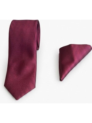 Sdnyazo Louis Cavalle Açık Bordo Erkek Kravat ve Mendil Seti - Polyester Kumaş