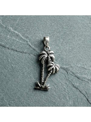 Ebrar Silver Gümüş Palmiye Ağacı Kolye Ucu 925 Ayar Gümüş Palmiye Ağacı Figürlü Unisex Kolye Ucu