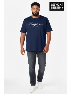 Superlife Süperlife Erkek Büyük Beden El Yazılı California Baskılı 3xl-6xl Bisiklet Yaka Tshırt SPR26TBS510-07